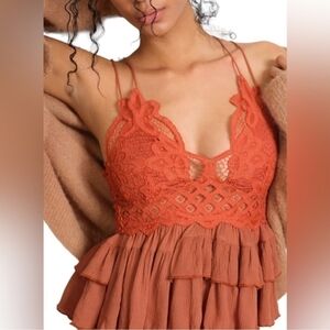 Free People Adella Crochet Cami Large Lace Tiered Sleeveless In Winding NEW